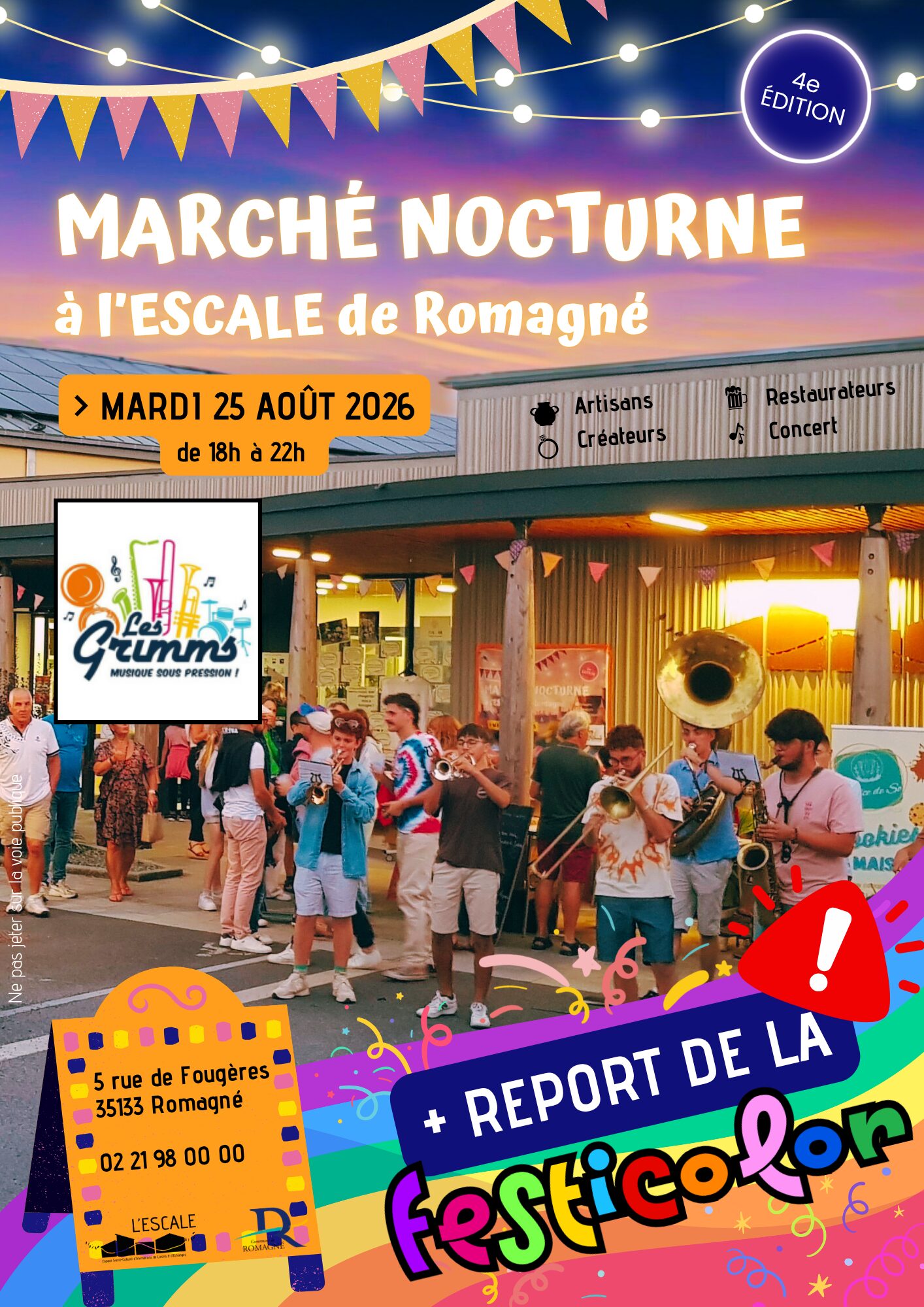 Marché Nocturne de l'ESCALE de Romagné et report de la Festicolor !